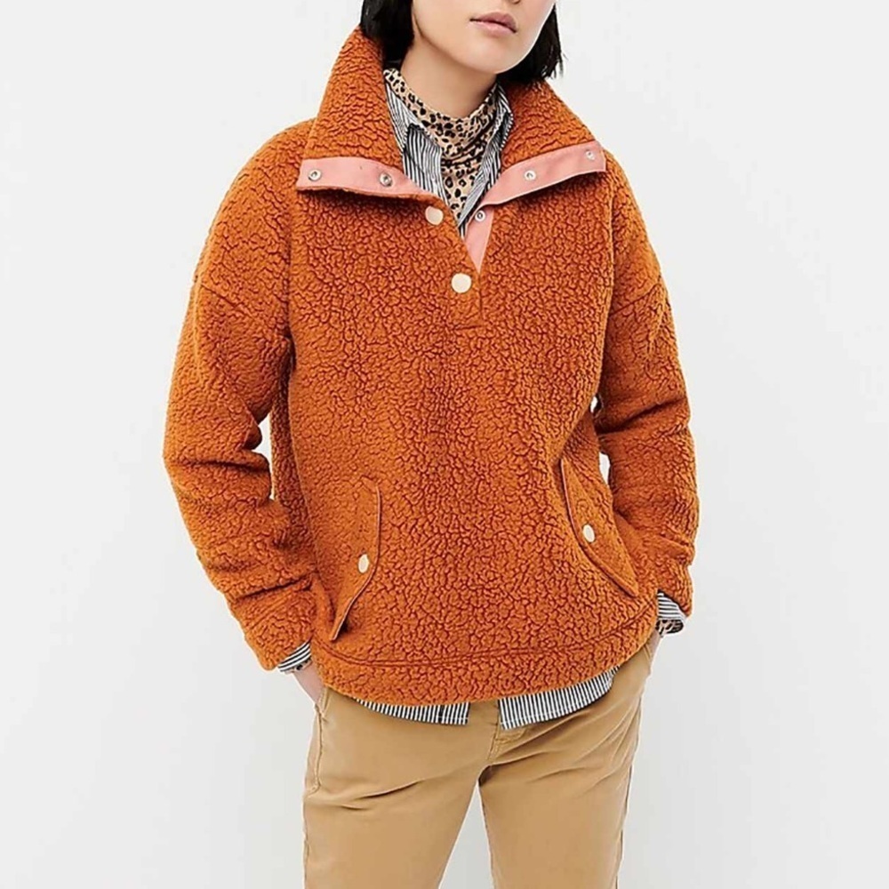 J. Crew | Snap-collar Sherpa in Polartec Fleece in Adobe Size Small